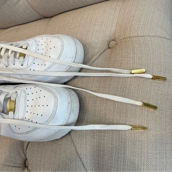 Nike Air Force 1 White Metallic Gold Shoe Strings CZ0326 101 Men’s Size 12 - Picture 8 of 12
